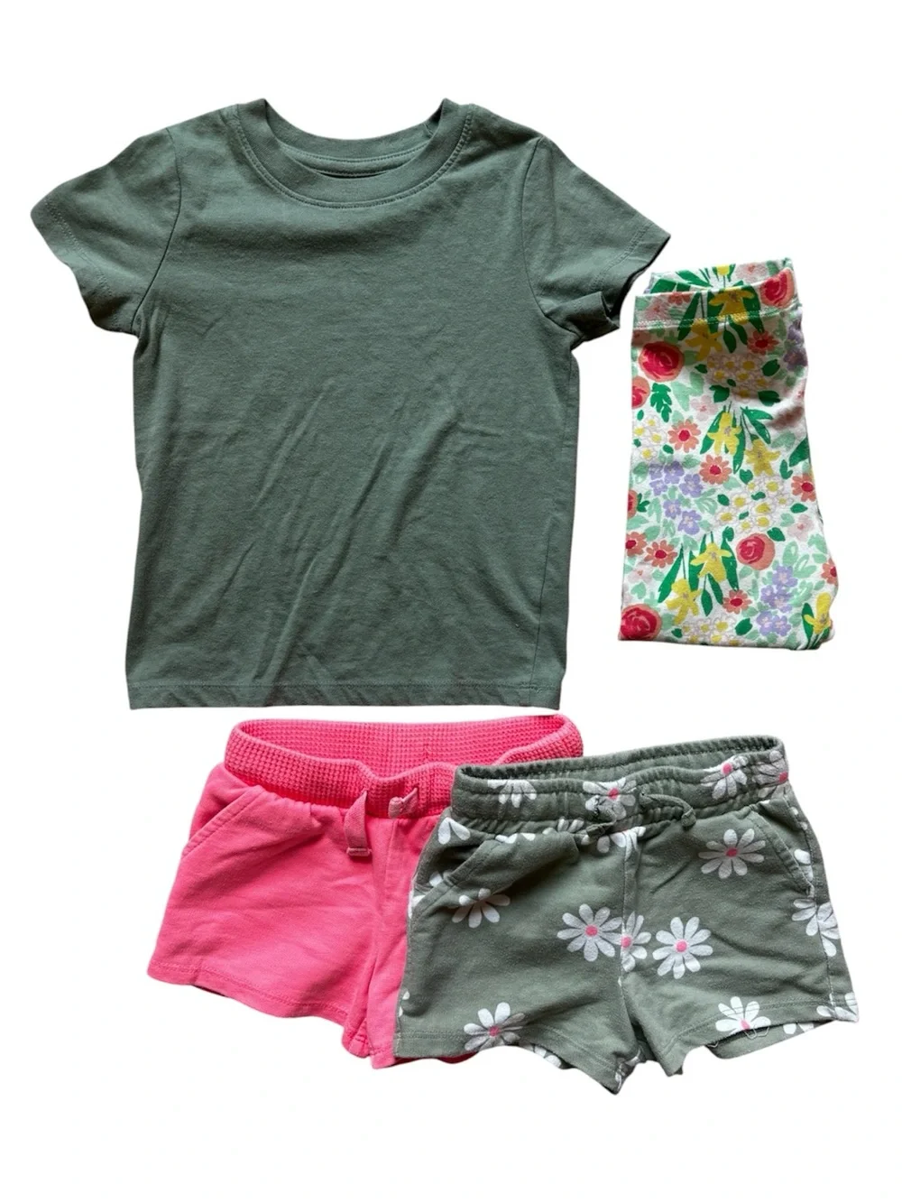 2T Cat & Jack Girls Bundle Tee + 2 Shorts + 1 Legging